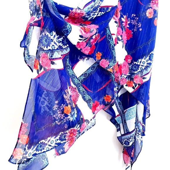 Nwot  INC International Concepts Halter  Metallic Hem Floral  Dress - Picture 6 of 10